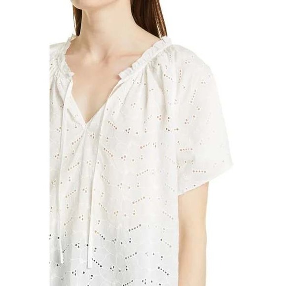 Rails Tops - Rails Marisol Eyelet Lace Blouse Women L White Cotton Tie Peasant Top Fairy